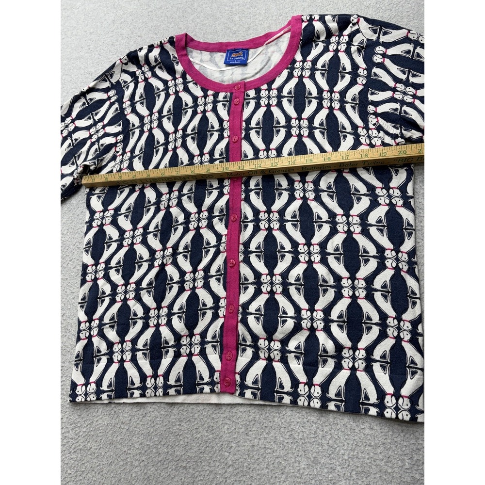 Le Tigre Cardigan Sweater Womens L Multicolor Fun Dog Print Knit Button Front - Picture 7 of 13